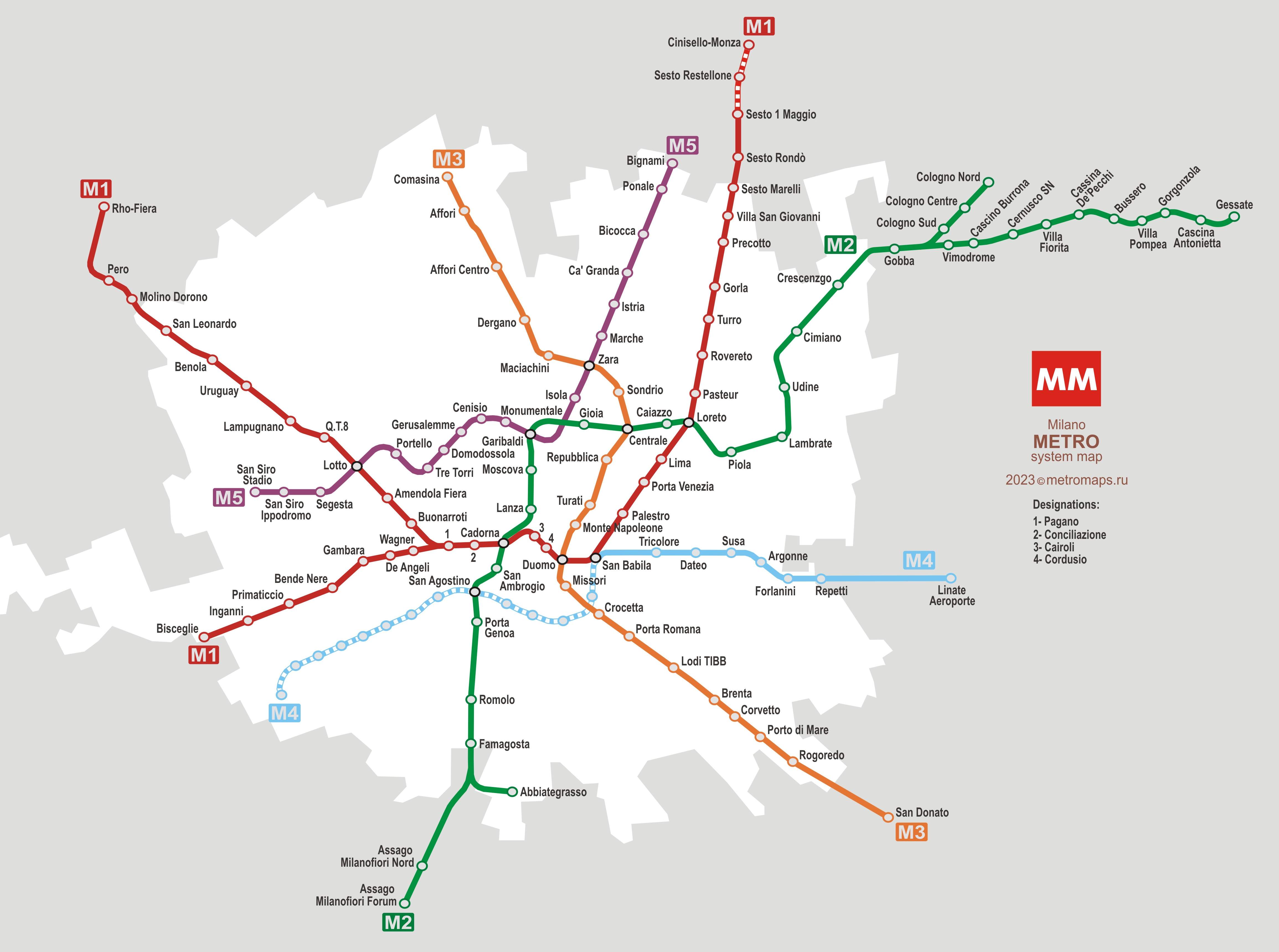 Milano Metro Map 2024 - Gillie Donnamarie